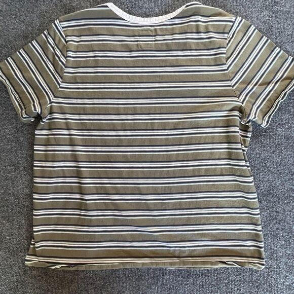 Hang Ten Women's Large Green 100% Cotton Striped S/S T-Shirt Surfing Retro Lg - Picture 8 of 8